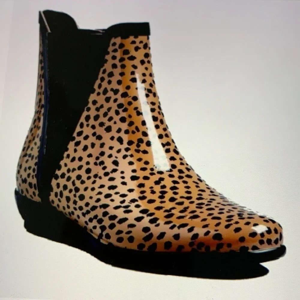 Loeffler Randall Leopard Chelsea Rain Boots 8